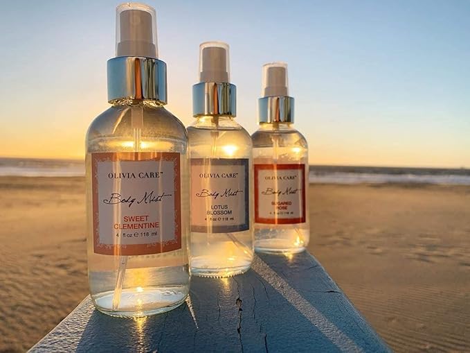 Olivia Care Body Mist Trio, 3 Scents: Lotus Blossom, Sugared Rose, Sweet Clementine (3 Bottles Total (1 of Each Scent))
