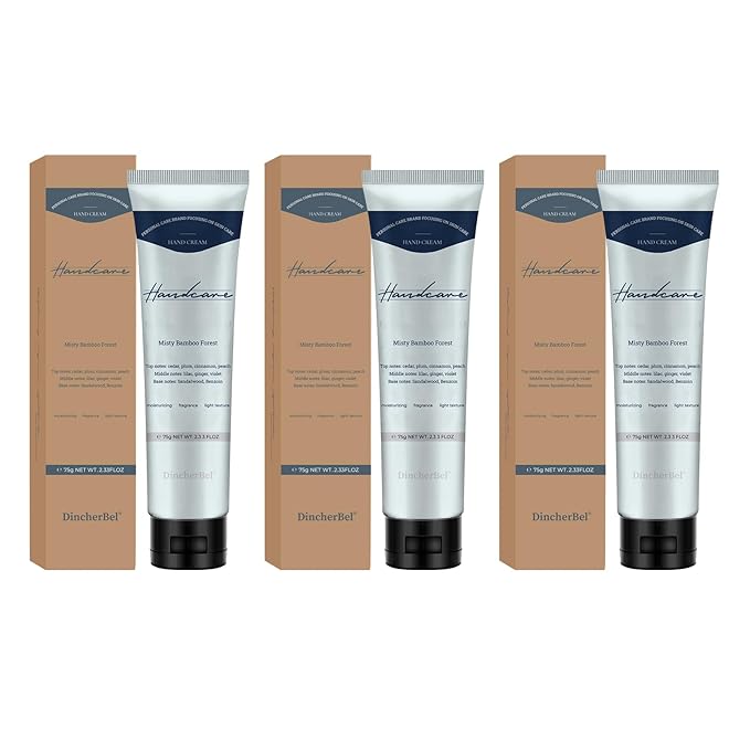 DincherBel 3 Pack Summer Fragrance Hand Cream – Misty Bamboo Forest, Deeply Moisturizes Dry Cracked Hands, Non-Greasy & Fast-Absorbing Portable 3x2.33oz Gift Set