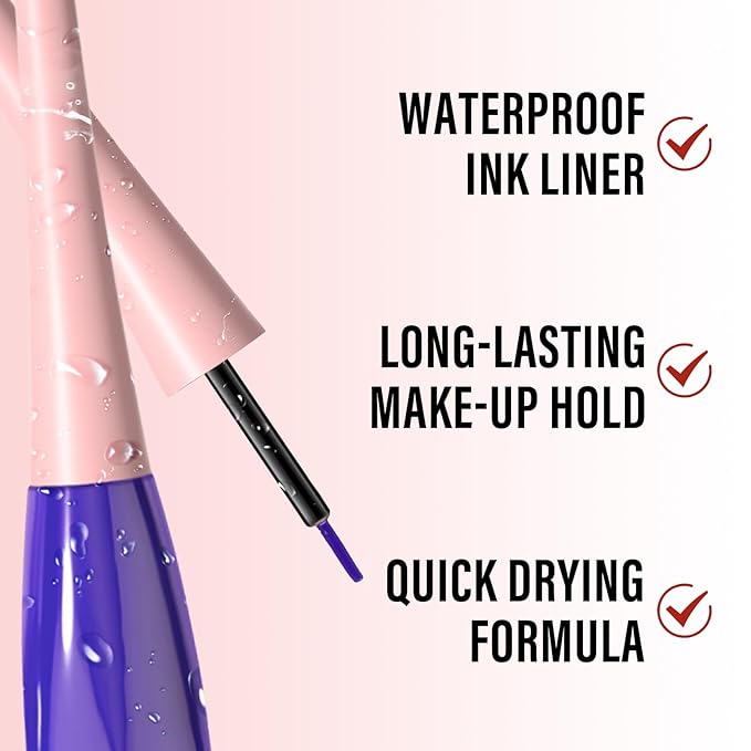 Boobeen Liquid Eyeliner Pen, Colored Eye Liner Waterproof Smudge Proof, Eyeliner Ink Liner with Precision Tip for Bold Eye Looks
