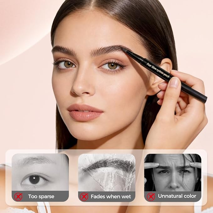 Eyebrow Dye for Men, Waterproof Magic Eyebrow Pencil, Beard Pencil Filler for Men, Waterproof Sweat Proof Long Lasting Eyebrow Makeup for Full, Defined Eyebrows (Brown+Black)