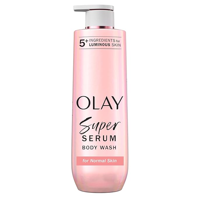 Olay Super Serum Body Wash for Normal Skin, 24hr Long Lasting Rich Hydration, 5+ Ingredient Complex for Bright, Even, Firm, & Luminous Skin, with Collagen Peptide, BHA, Vitamin C, 20 fl oz
