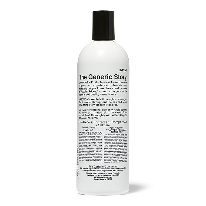 Generic Value Products Tea Tree Oil Shampoo, Leaves Hair Soft and Manageable, Leaves Scalp Clean and Tingling, Adds Vitality and Luster, 16 oz.