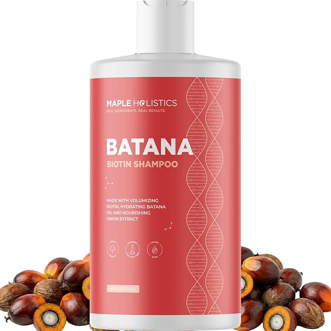 Biotin & Batana Oil Shampoo for Thinning Hair - Volumizing Shampoo for Fine Hair with Onion B Vitamins Rosemary Argan & Tea Tree Oils - Paraben Silicone and Sulfate Free Vegan Formula (16 Fl Oz)