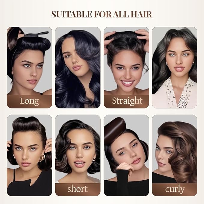 Heatless Hair Curler Heatless Curls Overnight Heatless Blowout with Luxury Cloth Bag Silk Scarf, Curling Rod Headband to Sleep in No Heat Curling with (Brown, 3Rods)