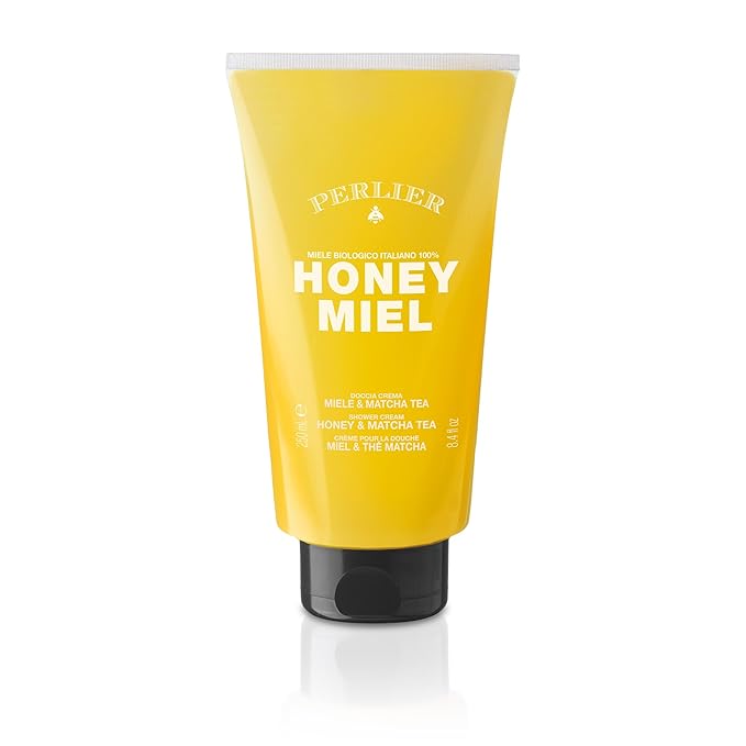 Perlier – Honey & Matcha Bath & Shower Cream, 8.4 fl oz, Gentle Cleanser with Organic Italian Honey and Green Tea Leaf Extract, Moisturizing, Sulfate-Free, For Soft and Refreshingly Scented Skin