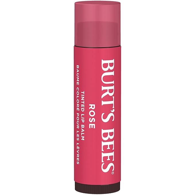Burt's Bees Lip Tint Balm, Mothers Day Gifts with Long Lasting 2 in 1 Duo Tinted Balm Formula, Color Infused with Deeply Hydrating Shea Butter for a Natural Buildable Finish, Petal Rose (2-Pack)