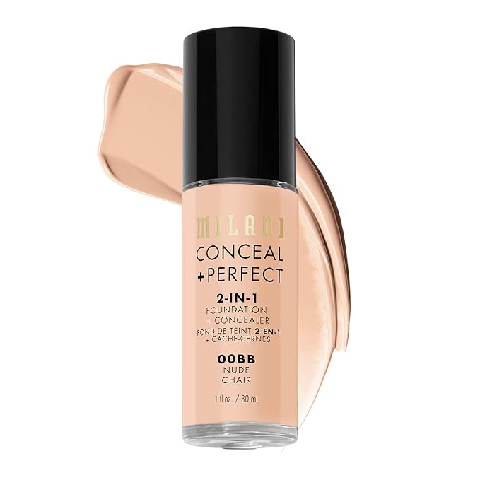 Milani Conceal + Perfect 2-in-1 Foundation + Concealer for a Flawless Complexion, Under Eye Corrector, Cover Redness and Imperfections, Waterproof and Sweatproof - 00BB-Nude