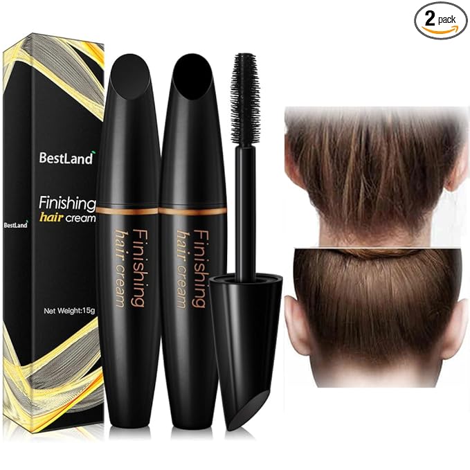 BestLand 2 Pcs Hair Finishing Stick, Hair Mascara Flyaway Hair Tamer Stick, Refreshing Not Greasy Feel Shaping Gel, Wax Fixer for Bangs, Edges, Frizz and Baby Hairs Control, Slick Back Hair Product