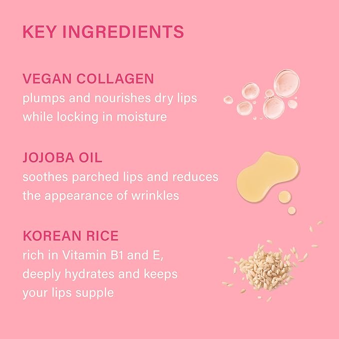 Melixir Vegan Lip Treatment, Sheer Tinted Lip Balm for Instant Hydration & Shine, Moisturizing Lip Gloss, Infused with Vegan Collagen & Jojoba Oil, Cruelty-Free, Korean Skincare-3 Pomelo(0.5oz/15g)