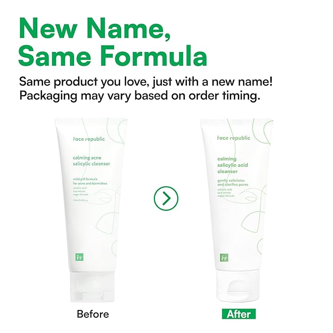 Face Republic Calming Salicylic Acid Cleanser 100ml 3.38 fl oz | Acne Care, Low pH Gel Foam | Calming, Clarifying, Oil Control | Salicylic Acid, Centella Asiatica, Tea Tree | Vegan Korean Face Wash