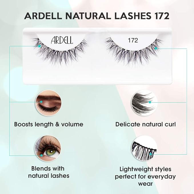 Ardell Lashes 172 - Reusable, Natural Look Fake Eyelashes, Long-Lasting Eyelashes for Everyday Wear, 4 Pack