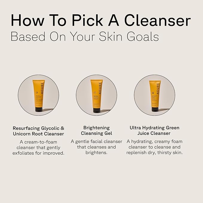 Acure Brightening Cleansing Gel - Vegan Face Scrub, Gentle Facial Cleanser for Radiant Skin with Pomegranate, Blackberry & Acai Infused, Antioxidant-Rich Formula for All Skin Types - 4 fl oz