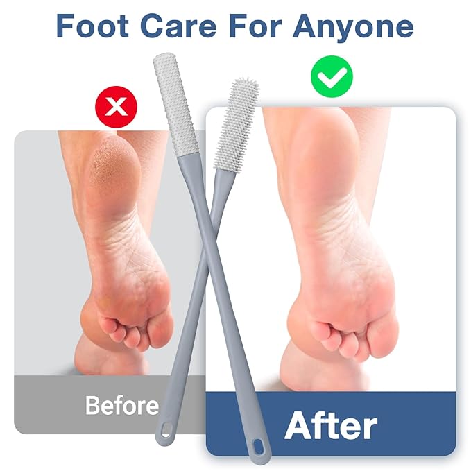 Toe Cleaning Brush,Foot Scrubber for Shower with 15.7" Long Handle Soft Silicone Cleaning Shower Brush Foot Care for Seniors,Elderly, Men and Women (Grey)