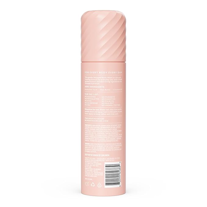 MONDAY HAIRCARE MOISTURE Whipped Body Wash in Fresh Gardenia Scent with Hyaluronic Acid for All Skin Types, 8.8 oz