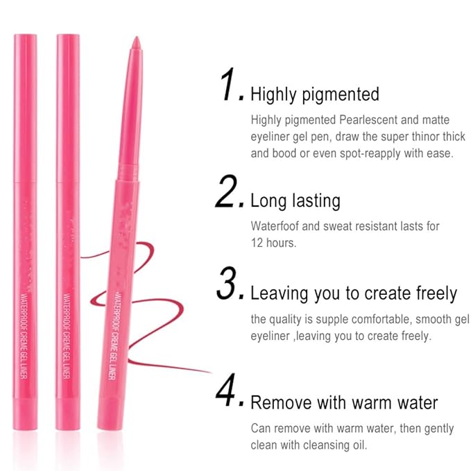 eye liner pencils no budge retractable eyeliner Sharpenable Multi-Use Longwear eyeliner pen Shimmer Gold