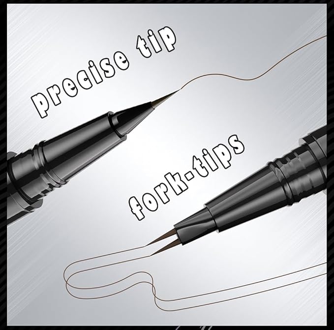 5 Shades Eyebrow Pen, Duo Brow Microfilling Fork-Tips & Precise Tip, Natural Eyebrow Makeup Set with Spoolie Brush (#3 Dark Brown)