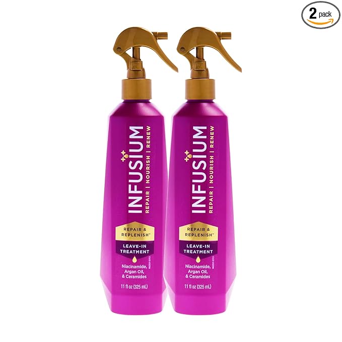 Infusium Repair And Replenish Leave-In Treatment - Hair Spray with Niacinamide, Argan Oil, and Ceramides - Strengthens and Nourishes - 2 pc