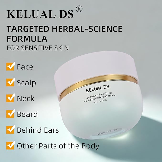 Seborrheic Face Cream for Sensitive Skin, Steroid-Free Gentle Formula, with Ceramides and Calendula Extract, 1.76 fl oz