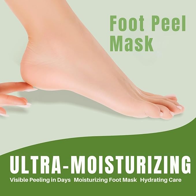 Oh K! Foot Peel Mask - Aloe Vera - Foot Peeling Mask for Dry Feet and Cracked Heels - Feet Exfoliant with Aloe Vera and Peach Extracts - 1 Pair (Pack of 2)
