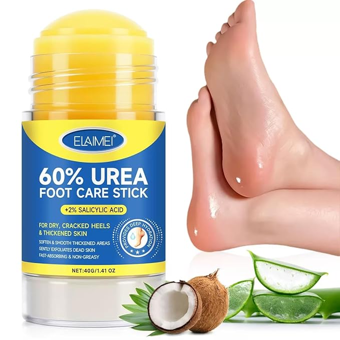 60% Urea Cream Stick plus 2% Salicylic Acid, Maximum Strength Urea Foot Cream Callus Remover for Dry Cracked Heels, Hands, Knees,Exfoliating Moisturizer, Dead Skin Remover Foot Balm 1.4oz (2 packs)