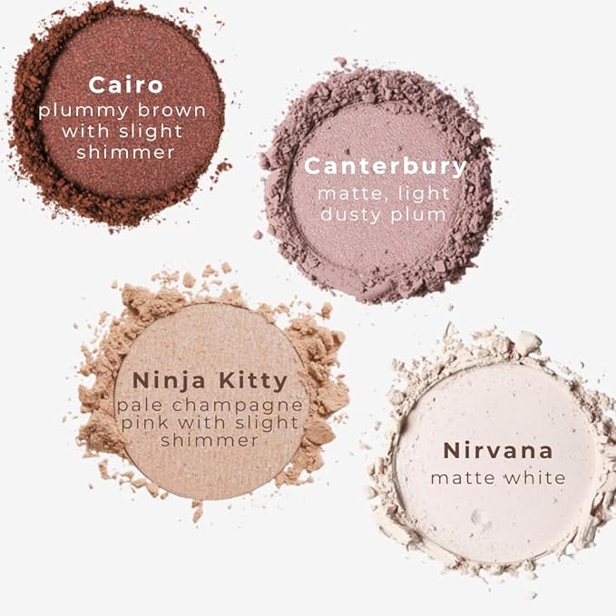 Honeybee Gardens Skinny Dip II Refillable Eye Shadow Palette – 4 Neutral Shades, Highly Pigmented Natural Eyeshadow, Vegan, Gluten-Free, Talc-Free & Paraben-Free Makeup Palette - Travel Size