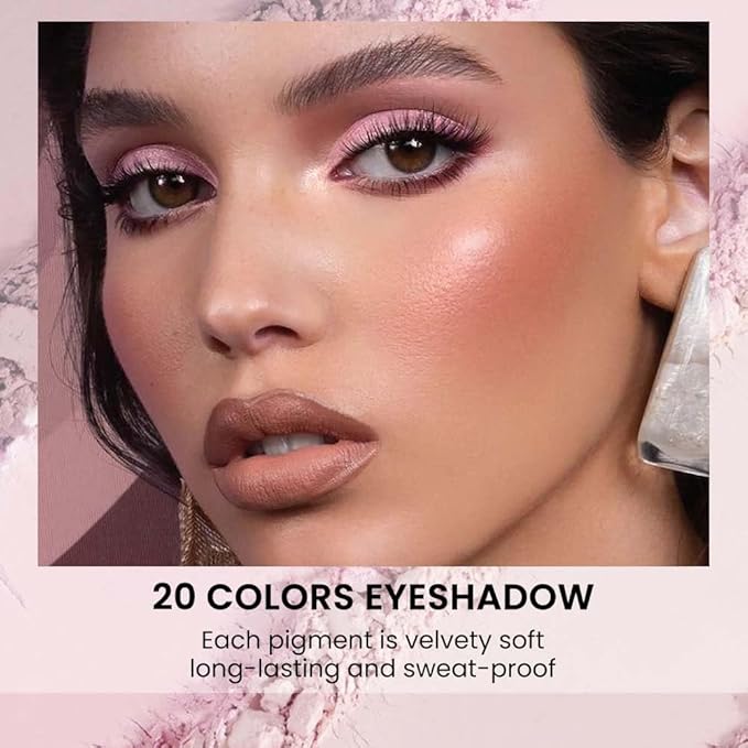 CAKAILA 20Colors Light Purple Pink Nude Basics Matte Eyeshadow Palette,Eye Shadow Travel Makeup Palette all in one Long Lasting Waterproof,Great for Travel Gift Kit