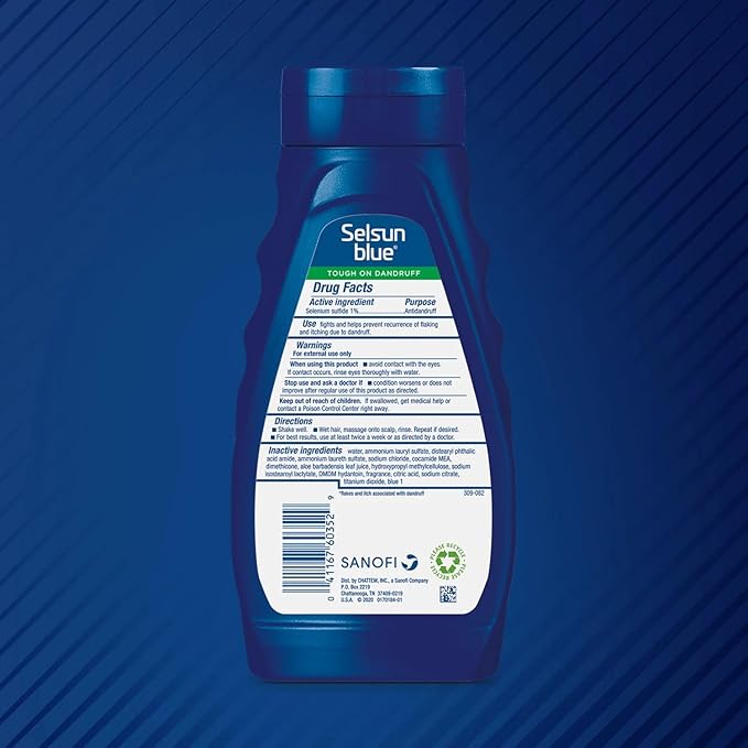 Selsun Blue Moisturizing Anti-dandruff Shampoo with Aloe, 11 fl. oz., Selenium Sulfide 1% (Pack of 2)
