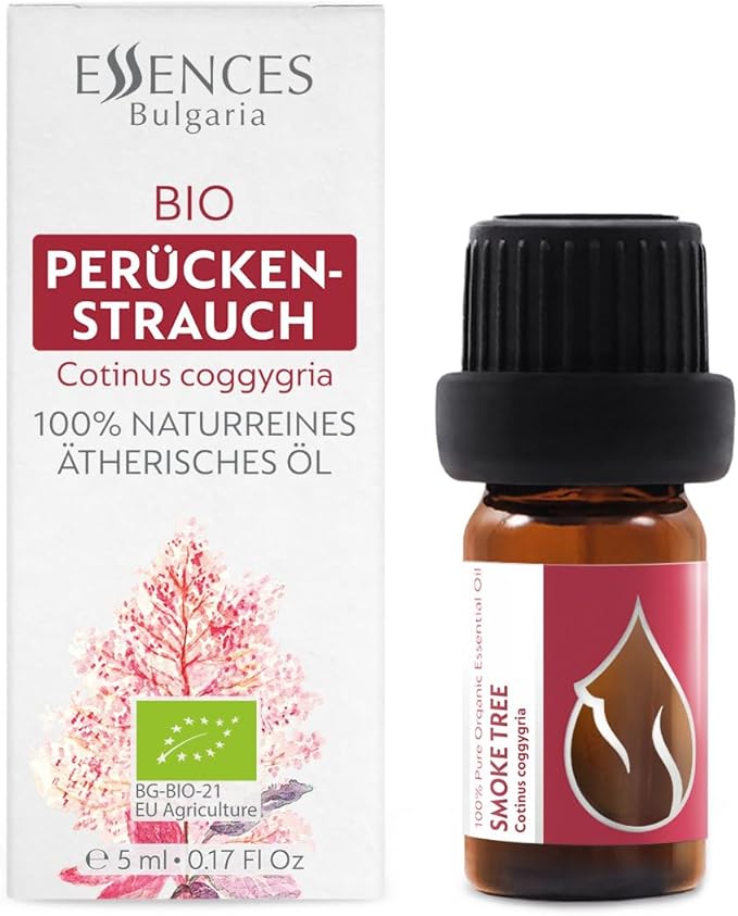 Essences Bulgaria Organic Smoke Tree Essential Oil 1/6 Fl Oz | 5ml | Cotinus coggygria | 100% Pure and Natural | Undiluted | Therapeutic Grade | Family Owned Farm | Steam-Distilled | Non-GMO | Vegan
