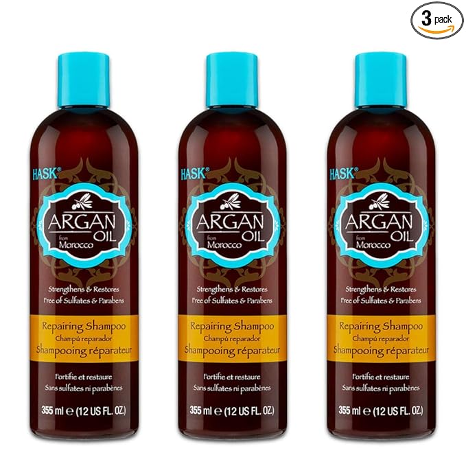 Hask Shampoo Argan Oil Repairing 12 Ounce (354ml) (3 Pack)