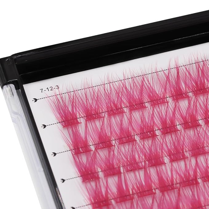Wide Stem With Various Colored False Eyelashes D Curl Eyelash String 10-20mm Choose Professional Makeup Personal Eyelash String Grafted Eyelash Extension Cluster（Rose red-10-12-14-16mm Mixed）