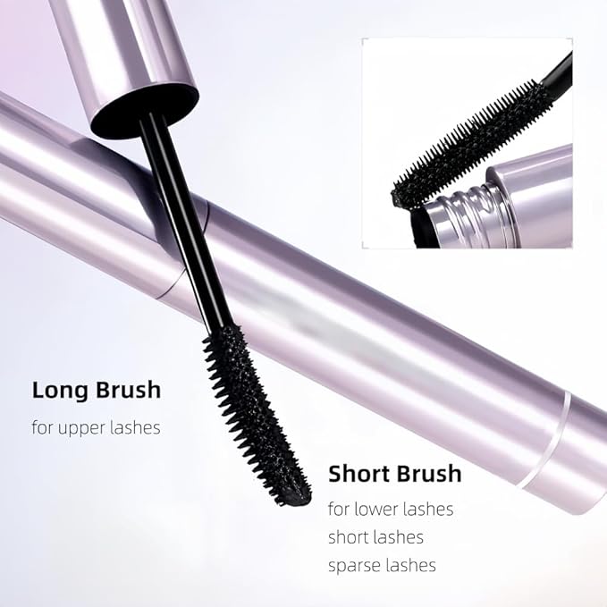 Mascara with Special Brush Separates Lashes for Definition, Smudge-Proof, No Clumping,Waterproof, Long-Lasting, Natural Look (Black)