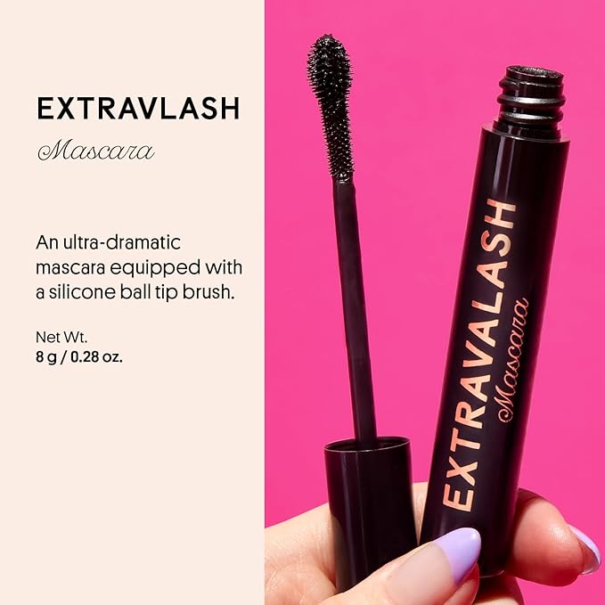 Winky Lux ExtravaLash Mascara – Volumizing, Lengthening, Defining & Curling with Buildable Formula, Intense Pigment, Silicone Ball Tip Brush, Black Mascara Eye Makeup