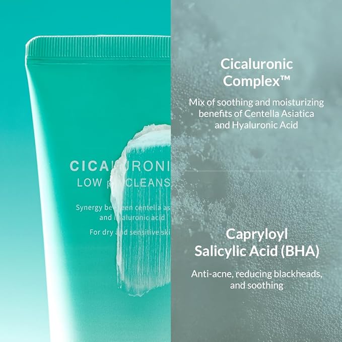 MIZON Cicaluronic Low pH Cleanser with Centella Asiatica Hyaluronic Acid BHA Sebum Care Blemish Care Dead Skin Cell Removal Korean Skincare (120ml/4.05fl oz)