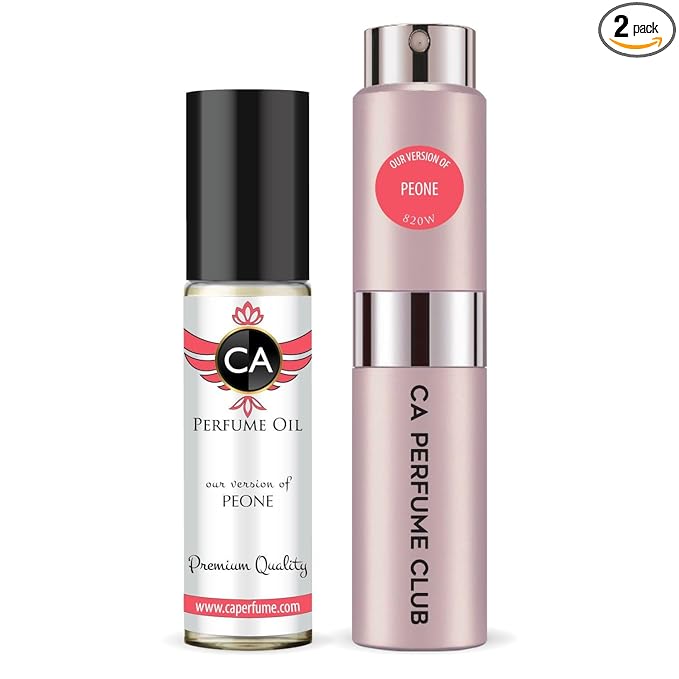 CA Perfume Duo Impression of Peone For Women Perfume Layering Set Long Lasting Travel Size EDP + Body Oil Roll-On Bottle 0.27 Fl Oz+0.33 Fl Oz