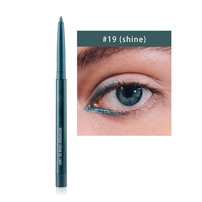 Eyeliner Pencil, Waterproof Eyeliner Long-lasting, Dark-Green-Shine Eyeliners, High-Pigmented Colorful Eyeliners Easy To Use Eye Liner Pen for Women