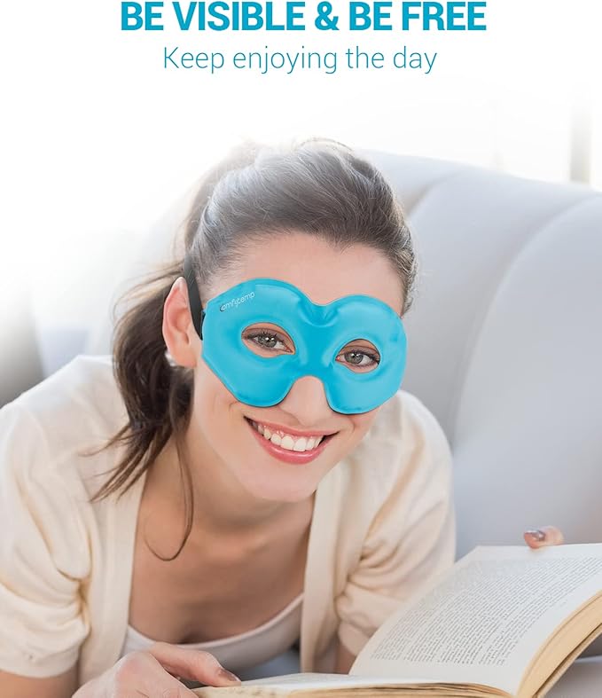 Comfytemp Cold Gel Eye Mask, Cooling Eye Ice Pack for Puffiness, Reusable Cold Compress Freeze Sleep Mask for Puffy Eye, Dry Eyes, Sinus Pressure, Migraine Relief, 2 Temp Side, 1 Pcs