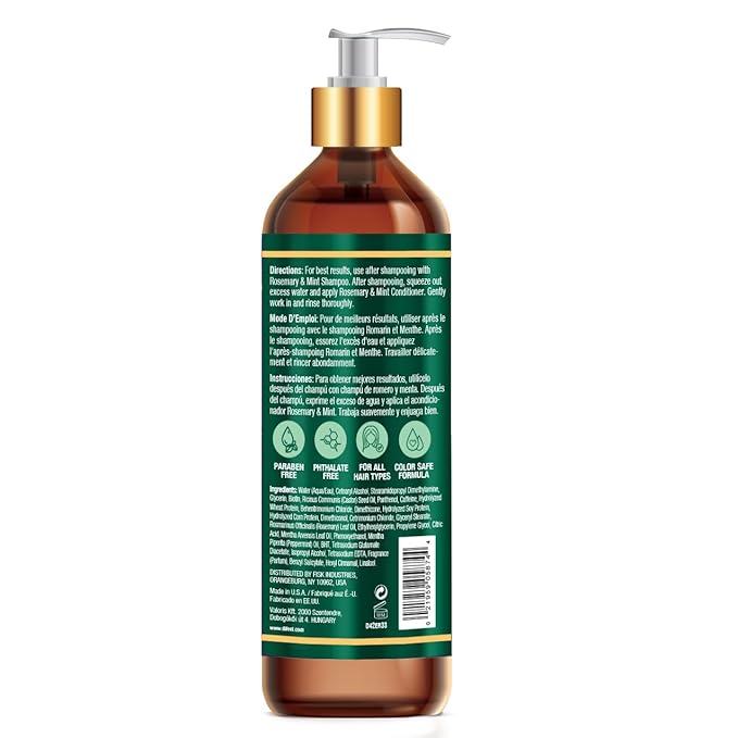 Difeel Elevated Rosemary and Mint Conditioner 33.8 oz. - Made with Natural Rosemary Oil for Hair Growth, Paraben Free, Phthalate Free, Color Safe Formula