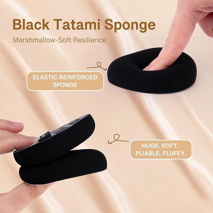 Momo's Workshop Black Denim Makeup Sponges,Blender Sponges for Foundation & Concealer, Non-Absorbent Rubycell, Large Beauty Sponge,Makeup on Details Targeted, Travel Friendly & Reusable,2pcs
