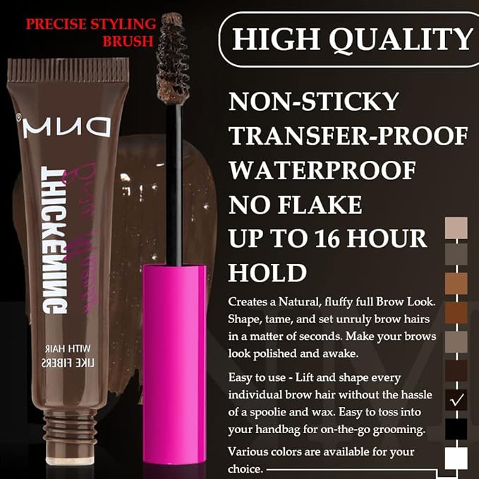 Tinted Thickening Brow Mascara,Tinted Eyebrow Gel, Waterproof, Transfer-proof, Brush to Fill in Eyebrows and Cover Gray Hairs - Cruelty Free (2pcs 07 Espresso)