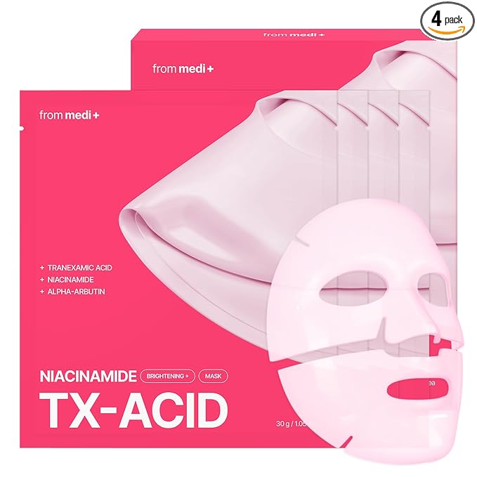 TXA Niacinamide Brightening mask, Overnight Care for Glass Skin, Dark Spot Care, Tranexamic Acid + Niacinamide + Alpha-Arbutin 30,000ppm, Korean Skincare, Gifts for Women, 4ea
