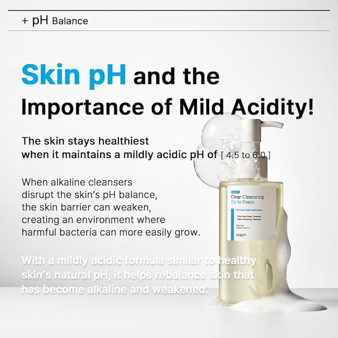 Low pH Clear Oil to Foam Facial Cleanser for Clear Pores & Sensitive Skin - Korean Skincare (6.93 fl oz)