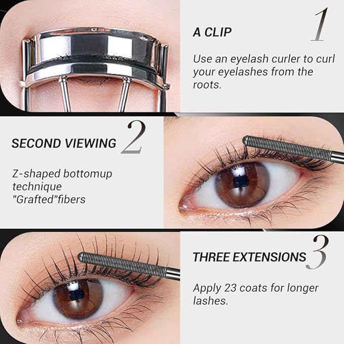 Metal Wand Mascara, 2026 New Waterproof Iron Mascara for Volume and Length, Long Lasting Curling Tubular Eyelash Primer, Brushless Tubing Mascara for Natural and Non-smudged Eyelash (Black * 2)
