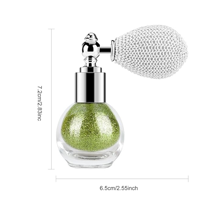 KYDA Glitter Powder Spray, Loose Shimmer Powder, Highlighter Spray Makeup for Face Body Hair, Lasting Glitter Hairspray, Cosmetic Sparkling Body Makeup, Apple Green