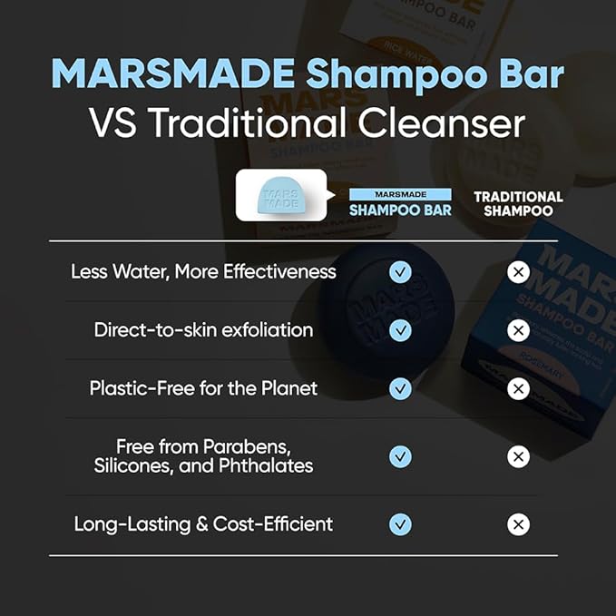 MARS MADE Rosemary Conditioner Bar - Soothing & Stimulating Natural Deep Conditioner for All Hair Types - Hair Growth Moisturizing Cleansing Solid Soap Bar Zero Waste, No Animal Trials 3.5 oz