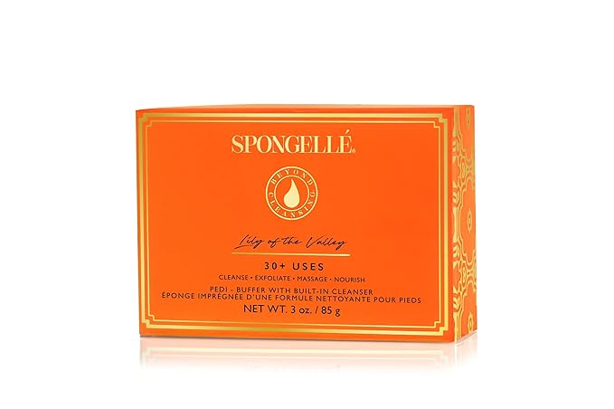 Spongellé Lily of The Valley Pedi Buffer Bath Sponge | Exfoliating Foot & Heel Scrub | Cleanse, Exfoliate, and Nourish | Cruelty-Free, Vegan, Dermatologist-Tested, Made in USA | 30+ uses