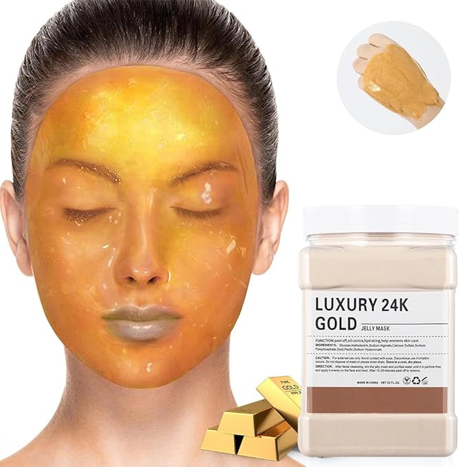 Jelly Masks for Facials Professional,Jelly Face Mask Skincare Hydrating,Jelly Masks Powder for Face Moisturizing,Smoothing,Deep Cleaning,Oil Contral,for All the Skin 23 Fl Oz(24K Gold)