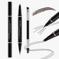 Eyebrow Pencil,2-in-1 Waterproof Eyebrow Pen with 4 Tip Brow Pen and Ultra-Precise Brow Pencil,with Dual-ended Eyebrow Brush,Eyebrow Makeup for Natural Looking Eyebrows - Black Brown