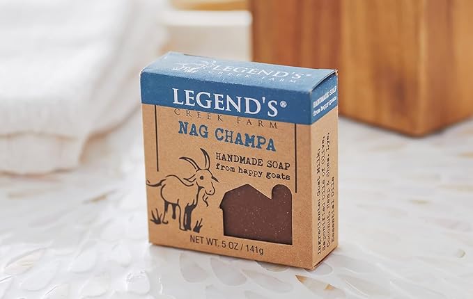 Legend's Creek Farm Goat Milk Soap - Cleansing Moisturizing Bar for Hands and Body - 5 Oz Creamy Lather, Nourishing, Gentle Natural Soap for Sensitive Skin (Nag Champa, Pack of 3)