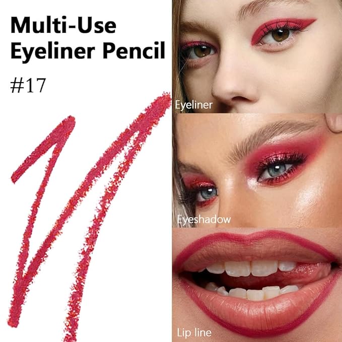 Kaely Gel Eyeliner Pencil for Women, True Red Eye Liner Waterproof Smudge Proof with Sharpener, Waterline Eye Makeup Liners, delineador de ojos contra el agua, Vegan & Cruelty-Free, 17