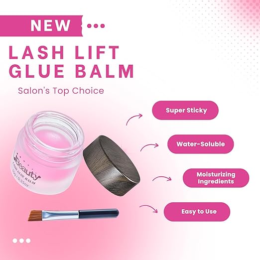 Libeauty Salon Choice Lash Lift Glue Balm, Super Sticky for Brow Lamination and Eyelash Perm, Gentle Fragrance, Water Soluble, Brush Included, Strawberry